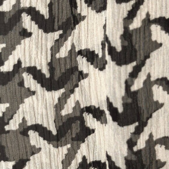 Talbots Sheer Blouse Womens 2X Black White Sheer Puff Sleeve Office Houndstooth - Picture 6 of 7